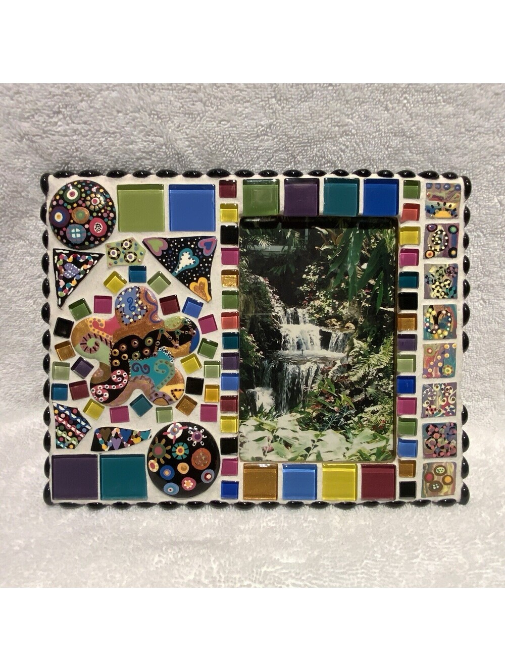 Unique Mosaic Design by Stacy 9.5βx 7.5β Frame with Glass and Hand Painted Tiles